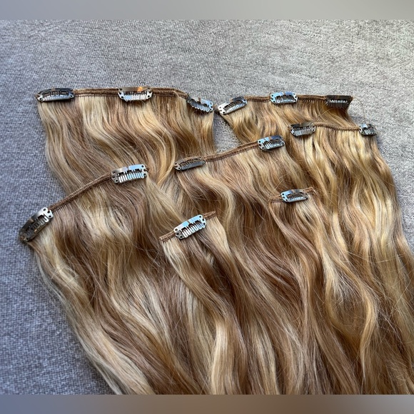 100% Remy Human Hair Golden Blonde Clip In Hair Extensions - Picture 1 of 7